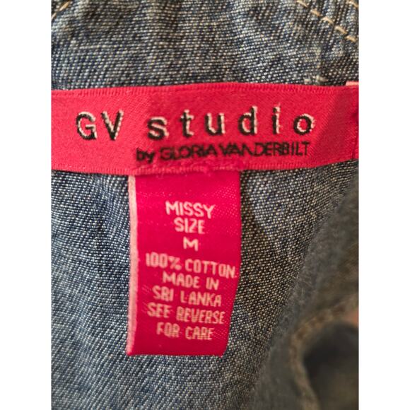 Gloria Vanderbilt VTG Y2K Bib Blue Denim Jeans Overalls Wide Leg Size Medium NEW - Picture 6 of 6